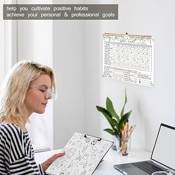 Beige and Green Habit Tracker Calendar