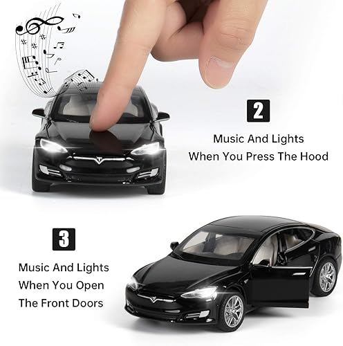 Miniatura 3 de Auto de juguete Model S, FUBARBAR 132 Modelo de coche fundido a presión para niños, vehículos de aleación de tracción Hot Wheels Matchbox Mini Boys