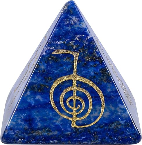 Miniatura 6 de Amogeeli Pirámide de piedra de cristal curativo con símbolos de Reiki grabados, piedra de bolsillo para decoración de meditación, piedra de