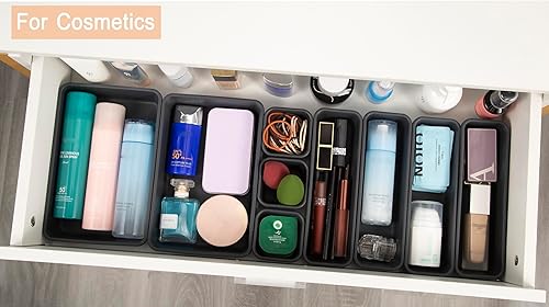 Miniatura 4 de Kutesna Organizador de cajones de escritorio entrelazado con 25 piezas con 4 tamaños para oficina, baño, cocina, maquillaje, herramientas