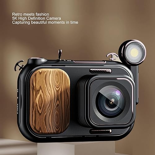 Miniatura 8 de Cámara digital 5K, cámara de vedio antivibración, cámara de vlogging de 96MP con lente teleobjetivo y zoom digital 50X, cámara retro de visión