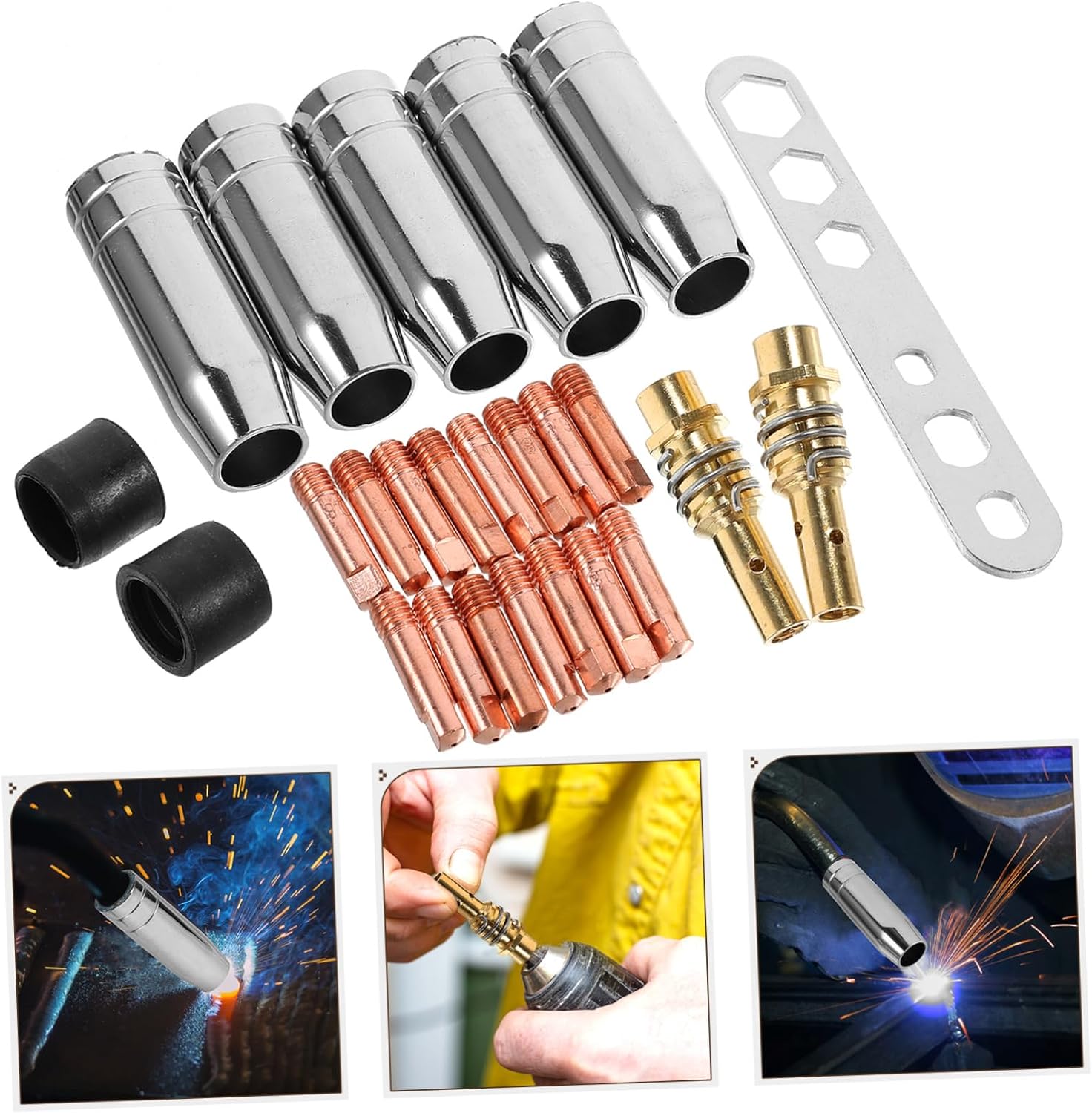 Welding Torch Accessory Kit Gas Lens Nozzle Tip Replacement Set Protective Sleeve for Gas Welding