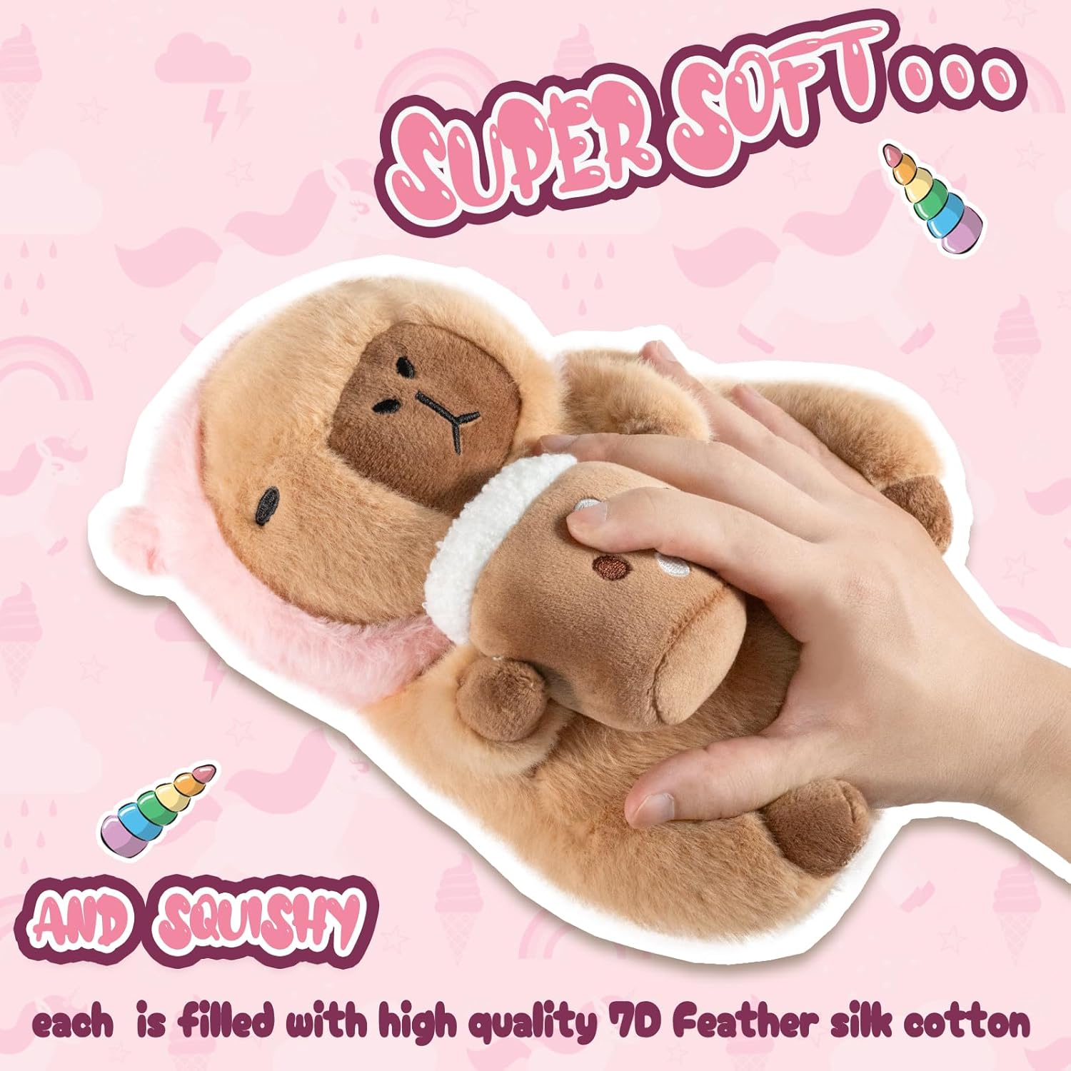 CHDBLOCK Unicorn Capybara Plush, Cute Capybara Plush Pillow Kawaii Unicorn Stuffed Aniamls Capybara Plushies Toys Gifts for Kids 11 inch