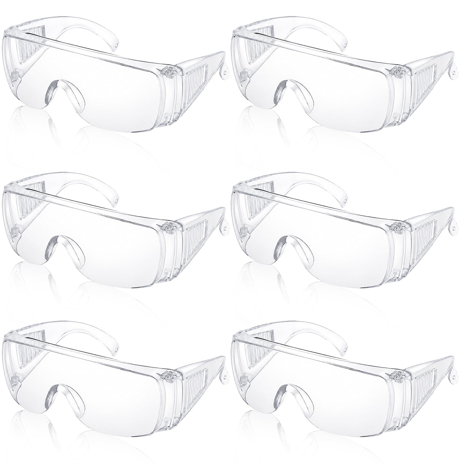 BeoTnp 6 Pcs Safety Glasses, Safety Goggles Over Glasses, Protective Goggles With Anti-Fog Design, For Woodworking Protection And Chemical Splash Prevention, Construction Site Safety