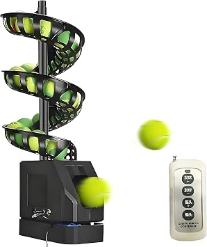 Portable Tennis Ball Tosser13.45lb for Self-Play|Ball Launcher Beginners/Kids/Coaches/Home-Court|Accurate&Efficient Feed Buddy for All-Levels/Ages|AC & Battery Powered