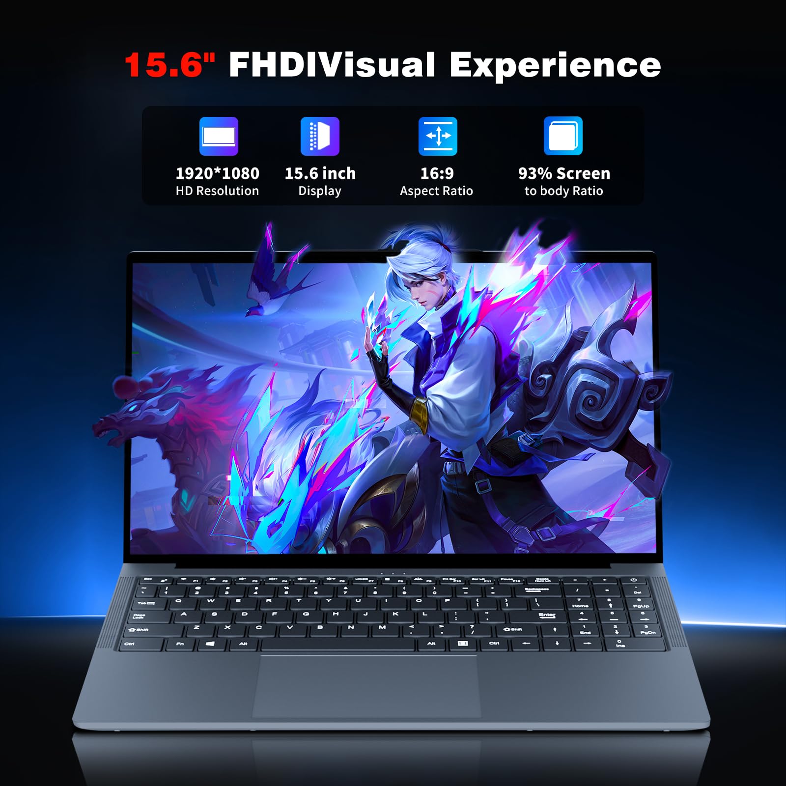 PC Portatile 15.6 Pollici, Win 11 Notebook Core I3-8100Y CPU, Notebook 16GB RAM 512GB SSD, Laptop 1080P IPS FHD Schermo, Portatile con Type-C+TF Card Slot+Mini HDMI+USB3.0+Mini-HDMI+BT5+Webcam+WIFI5