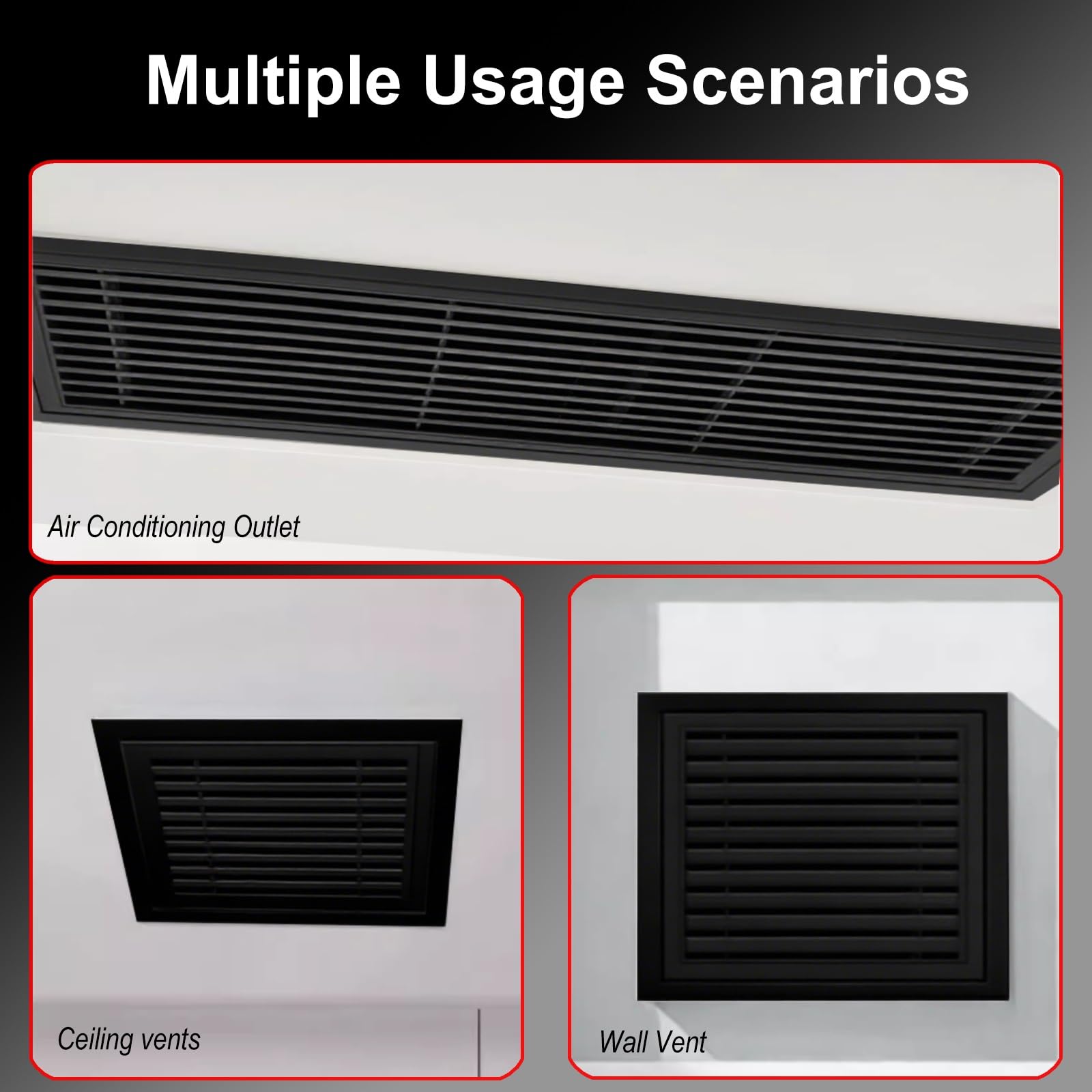 Panel de acceso de aluminio negro duradero for respiraderos de gas, con rejilla de ventilación for áticos con rejilla y mosquitera for casas y cobertizos.(17.7x15.7in)
