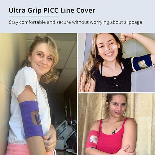 Miniatura 5 de Care+Wear Cubierta de línea PICC larga - Funda de línea PICC ultra agarre para brazo superior o inferior con ventana de visualización de malla,