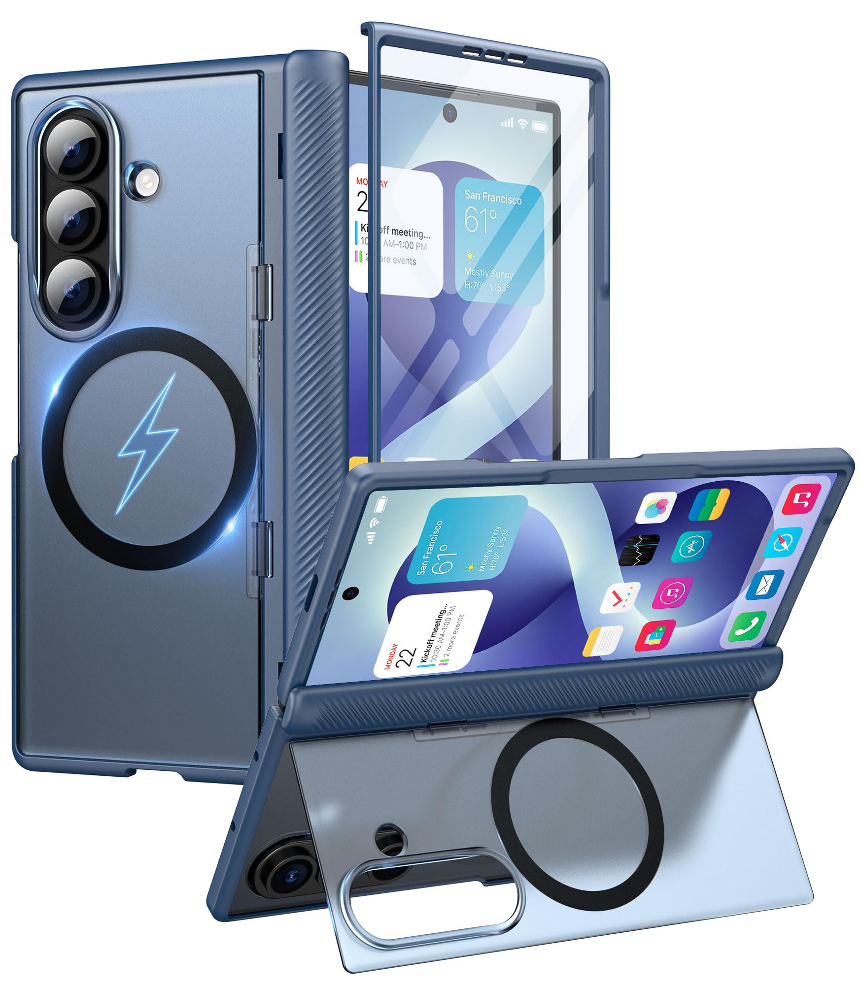 Cozycase TOP Cover 360 Antiurto Per Samsung Galaxy Z Fold 7 8 Ultra, Blu | Indistruttibile Con Copra Niera, Magnetica Per Magsafe, Rugged Protettiva Integrale Custodia Doppia Militare Resistente Blu