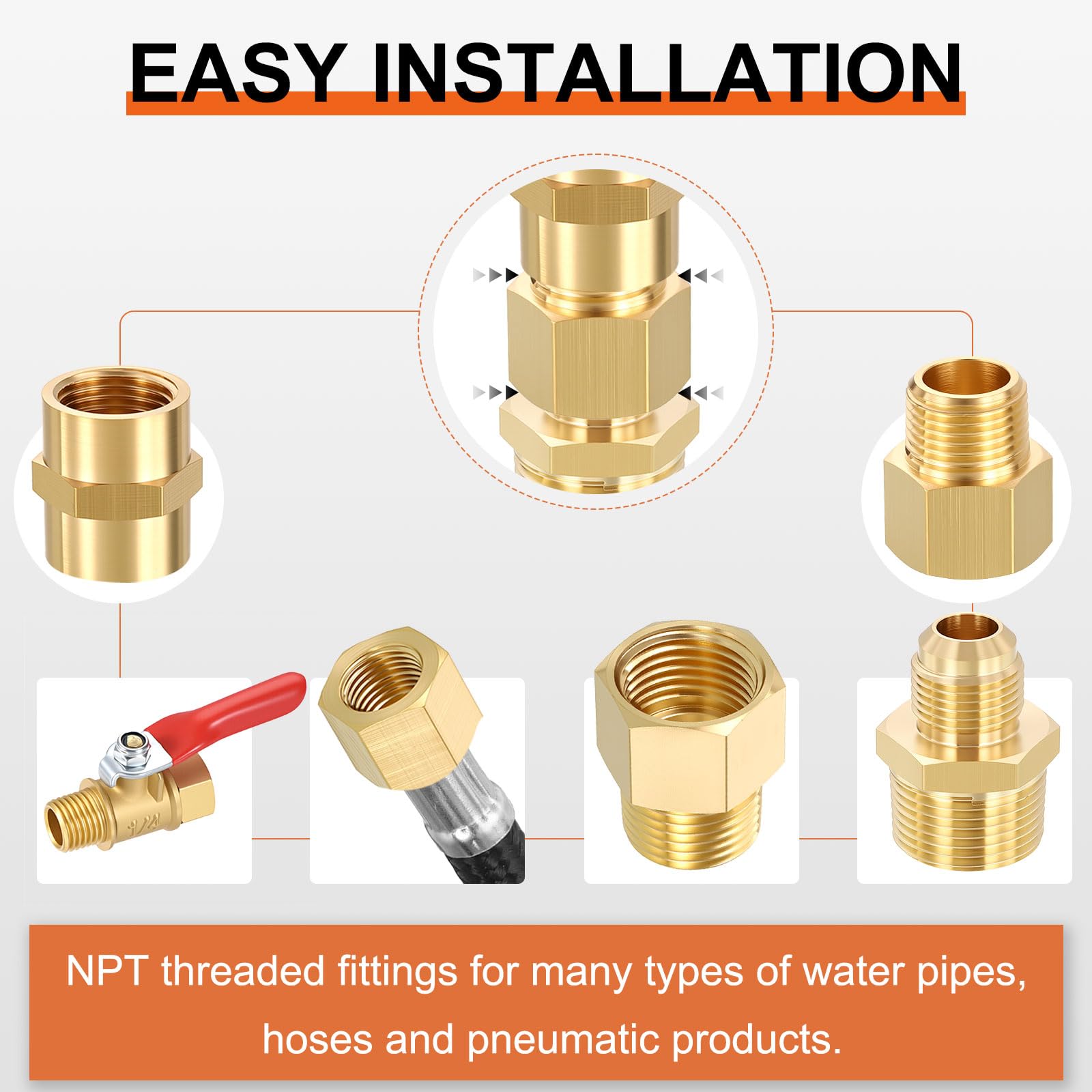 Confezione da 5 adattatori maschio a Femaschio, 1" NTP maschio x 1/2" NTP femmina per industriali, automobilistici, trasferimento fluidi, giardinaggio domestico, trattamento delle acque