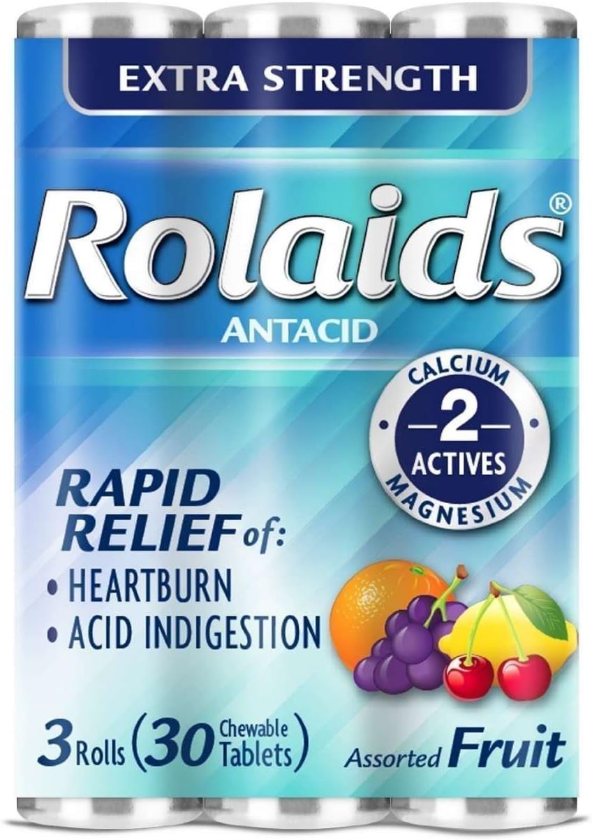 Extra Strength Tablets/Heartburn, Fruit Flavor, 10/Pack