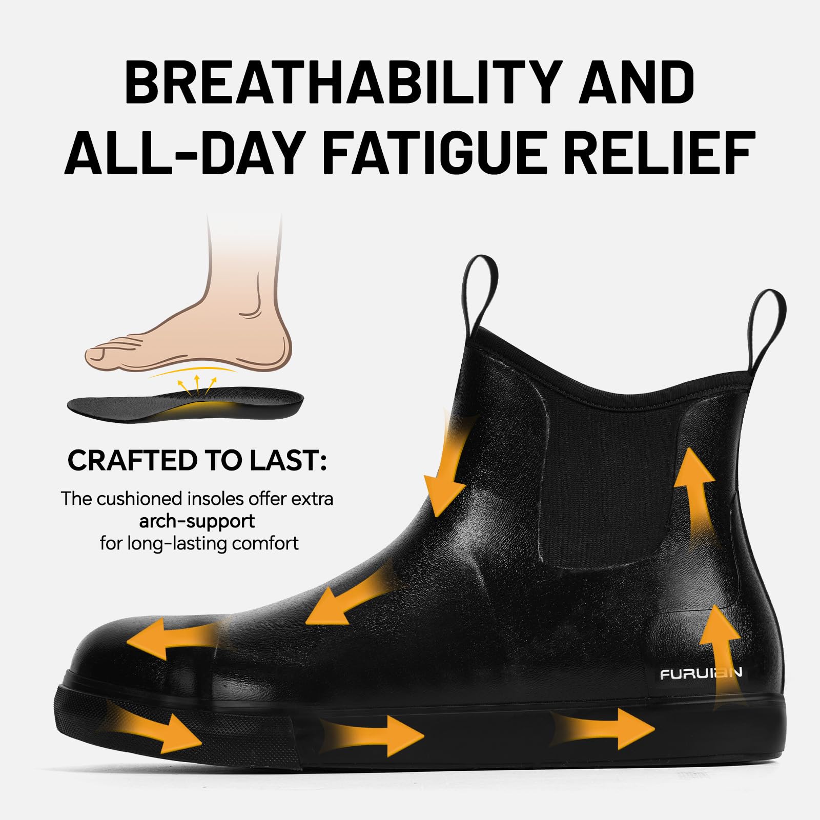 Furuian Stivali da pioggia da uomo con punta in acciaio, stivali da lavoro in gomma, impermeabili, stivali antinfortunistici alla caviglia/corti, antiscivolo, scarpe da pioggia Chelsea per attività