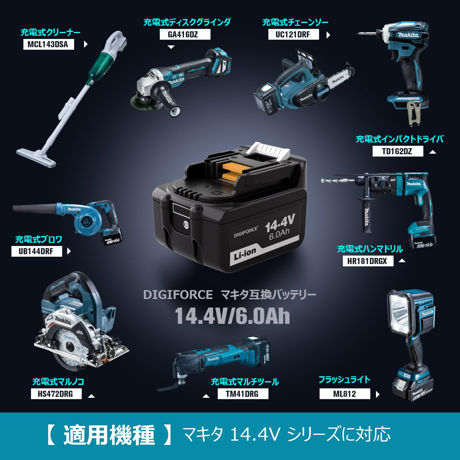 Amazon.co.jp: DIGIFORCE マキタ 14.4V バッテリー 互換 BL1460B 6.0Ah 