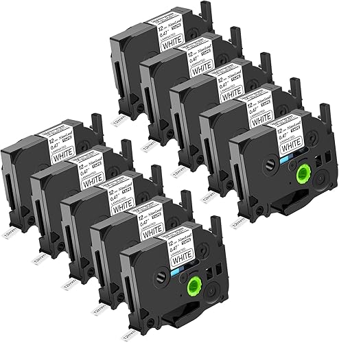 NineLeaf 10x Ruban Compatible pour Brother P-touch Tze231 Tze-231 TZ 12mm 0.47''