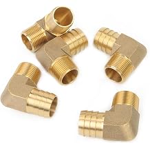 LTWFITTING 90 Degree Elbow Brass Barb Fitting 1-Inch ID Hose x 3/4-Inch Male NPT Fuel Boat AirPack of 5