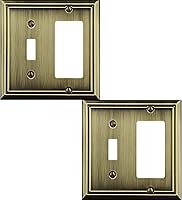 Vista 11 de Placa de pared de metal Adler con cubierta triple para interruptor de luz, paquete de 2 unidades de latón antiguo de 3 bandas, cubierta decorativa