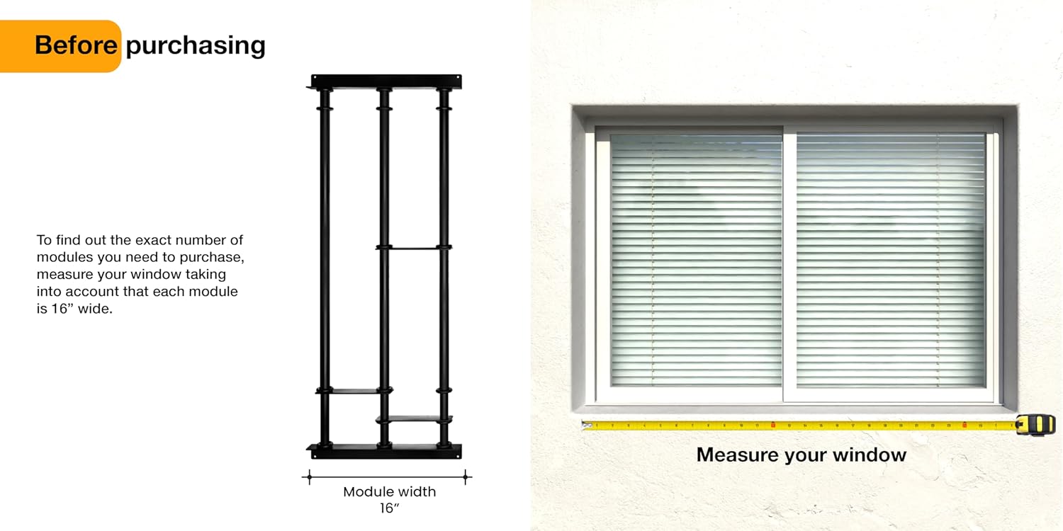 SWB Adaptable Window Bars Security for Windows - Model B | Easy DIY Installation | Suitable for Both Frame and Wall | Telescopic System | Patented Security Innovation