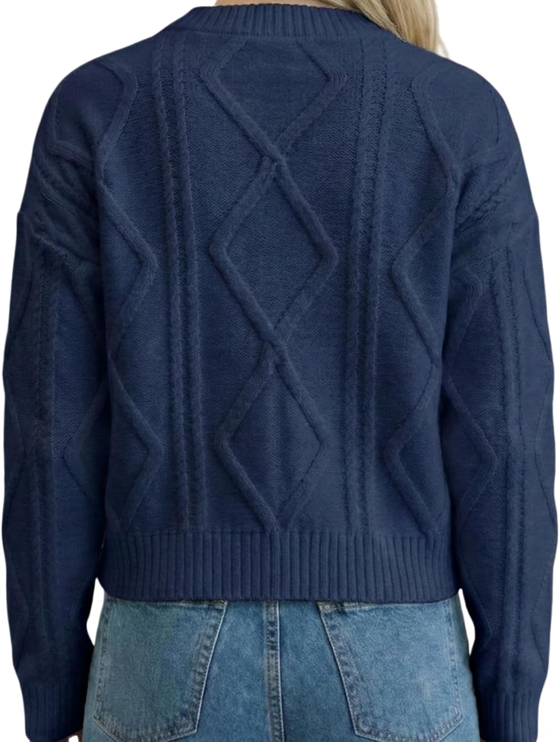 FreeSoulWoman Women's Cable Knit Crewneck Sweater, Viscose, Loose Fit, Long Sleeve, Casual Fall Fashion - Image 5