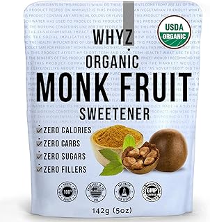 Organic Monk Fruit Extract, 5 oz, Pure Monk Fruit Sweetener Organic No Erythrytol and Zero Calorie, Sugar Substitute, Powd...