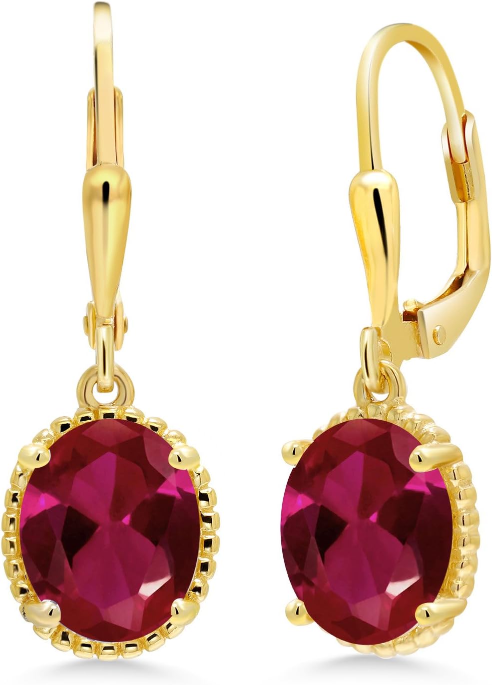 Gem Stone King 18K Yellow Gold Plated Silver Leverback Drop Dangle Earrings For Women | 9X7MM Oval Gemstone Birthstone | Gold Earrings | Fine Jewelry Gifts for Her Mom Women Wife - Image 6