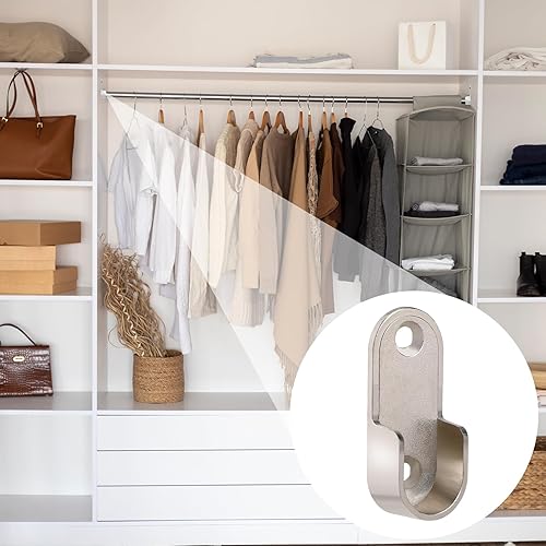 Miniatura 2 de 10 soportes ovalados para barra de armario, acabado cromado pulido, bridas para armario, armario de esquina (con 20 tornillos a juego)