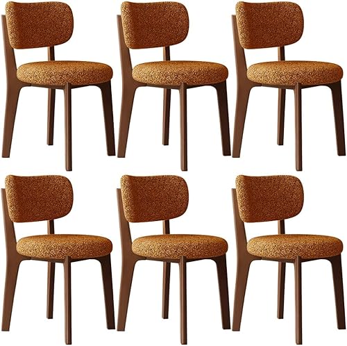 Miniatura 52 de YVYKFZD Solid Wood Dining Chairs, Fabric Dining Room Chair Set of 2/4/6, Upholstered Kitchen Chairs with Curved Backrest, Armless Living Room Chair,