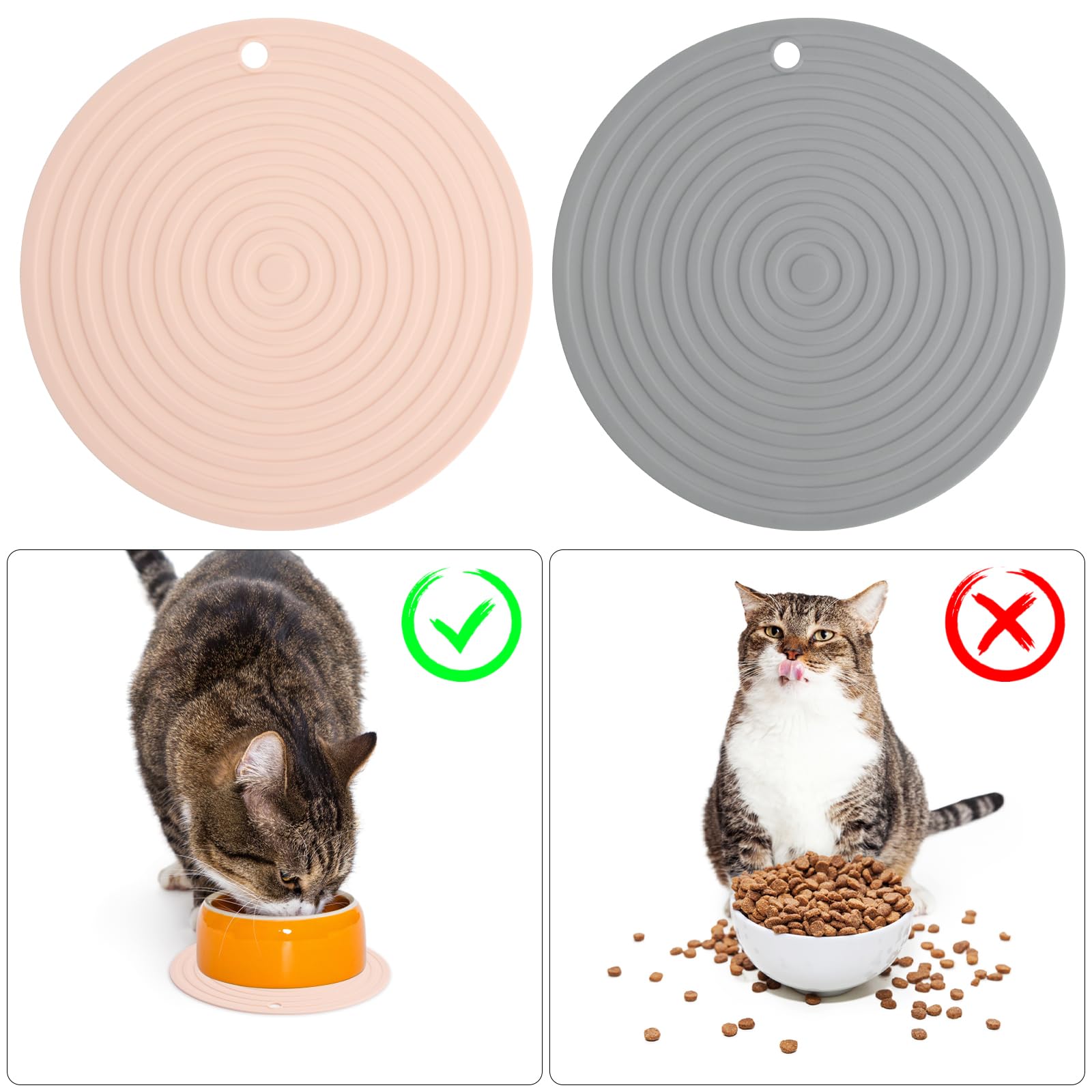 Tappetino Sottociotola In Silicone OSDUE, 2 Pezzi Rotondi Da 27 Cm | Antiscivolo, Impermeabile E Con Bordo Rialzato | Per Cani E Gatti Di Taglia Medio-piccola