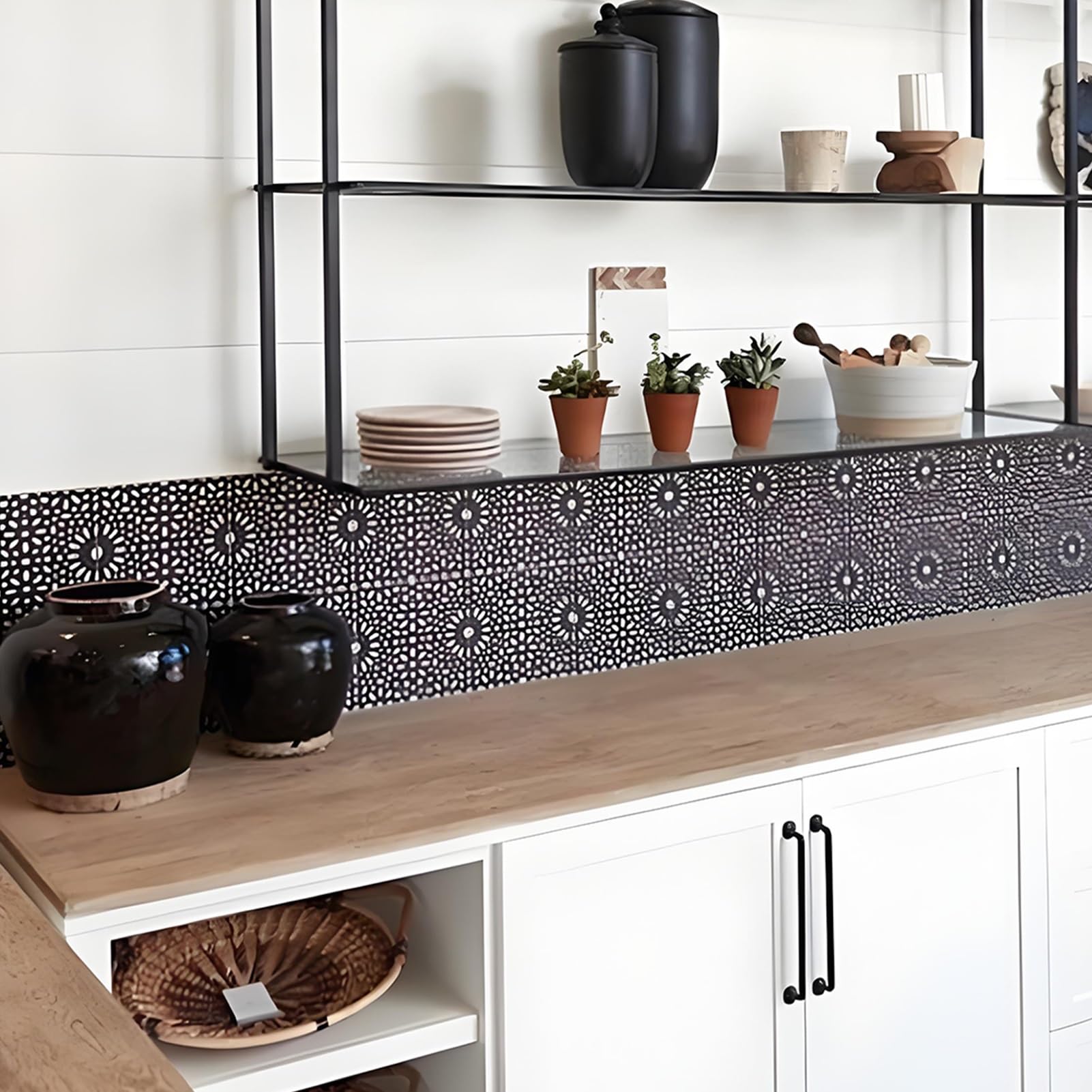 Organiseur mural pour casseroles et support plantes pour cuisine chaleureuse