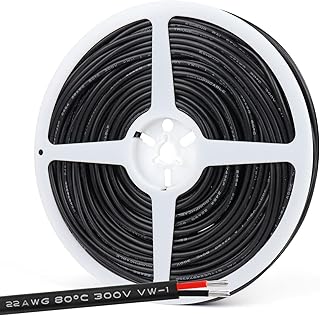 22 Gauge Electrical Wire, 65.6ft 22AWG 2 Pin 2 Color Red Black Cable Hookup Electrical Wire LED Strips Extension Wire 12V/24V DC Cable, as Flexible Wire Extension Cord for LED Strips