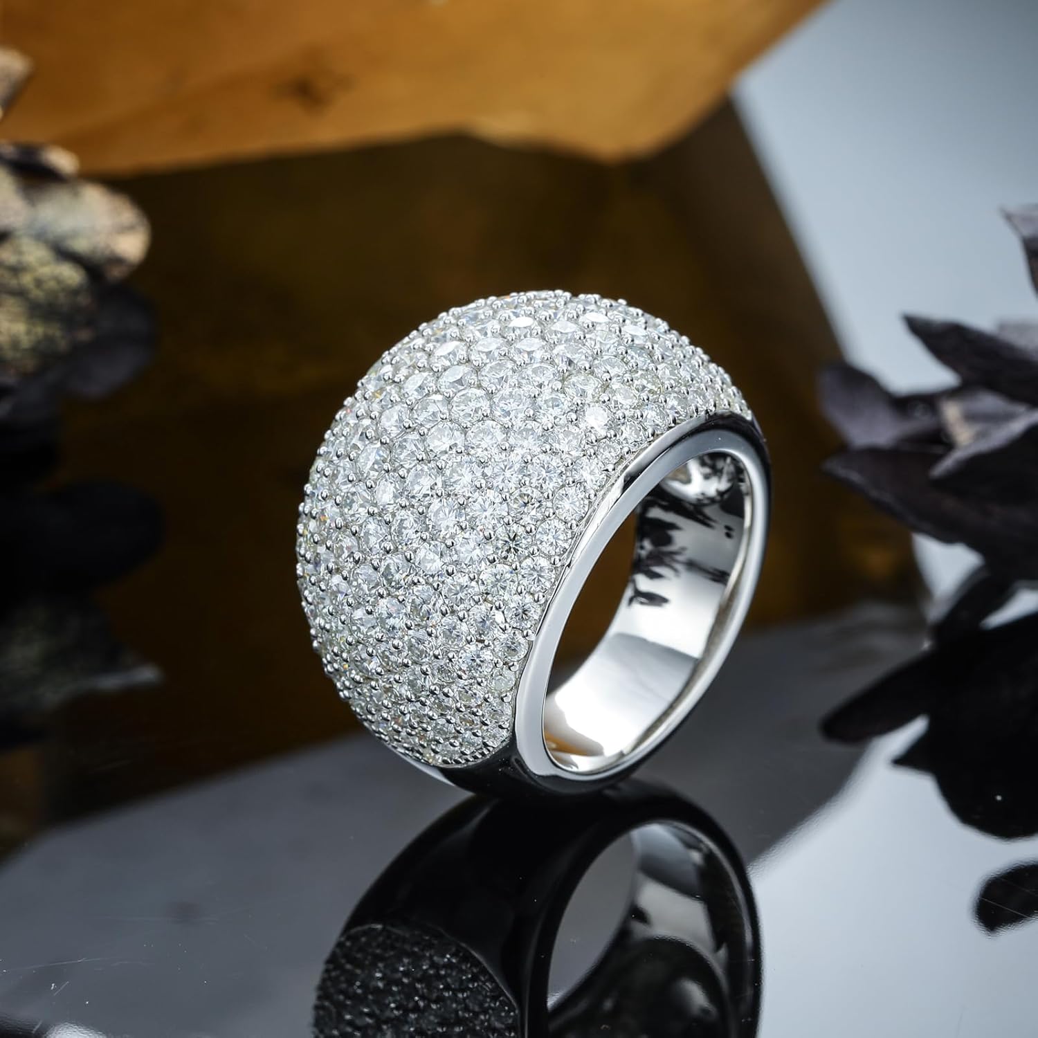 DAYBYDAY Moissanite Rings for Men Women 925 Sterling Silver 2-3.5ct D Color VVS1 Simulated Diamond Moissanite Pave/Baguette Band Statement Cocktail Rings Moissanite Jewelry Size 6-11