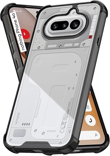 RIGGEAR Shockproof Clear Hybrid Airbag Armor Back Cover Case Compatible with Nothing Phone 4a 5G (Clear-Black TPU Bumper w...