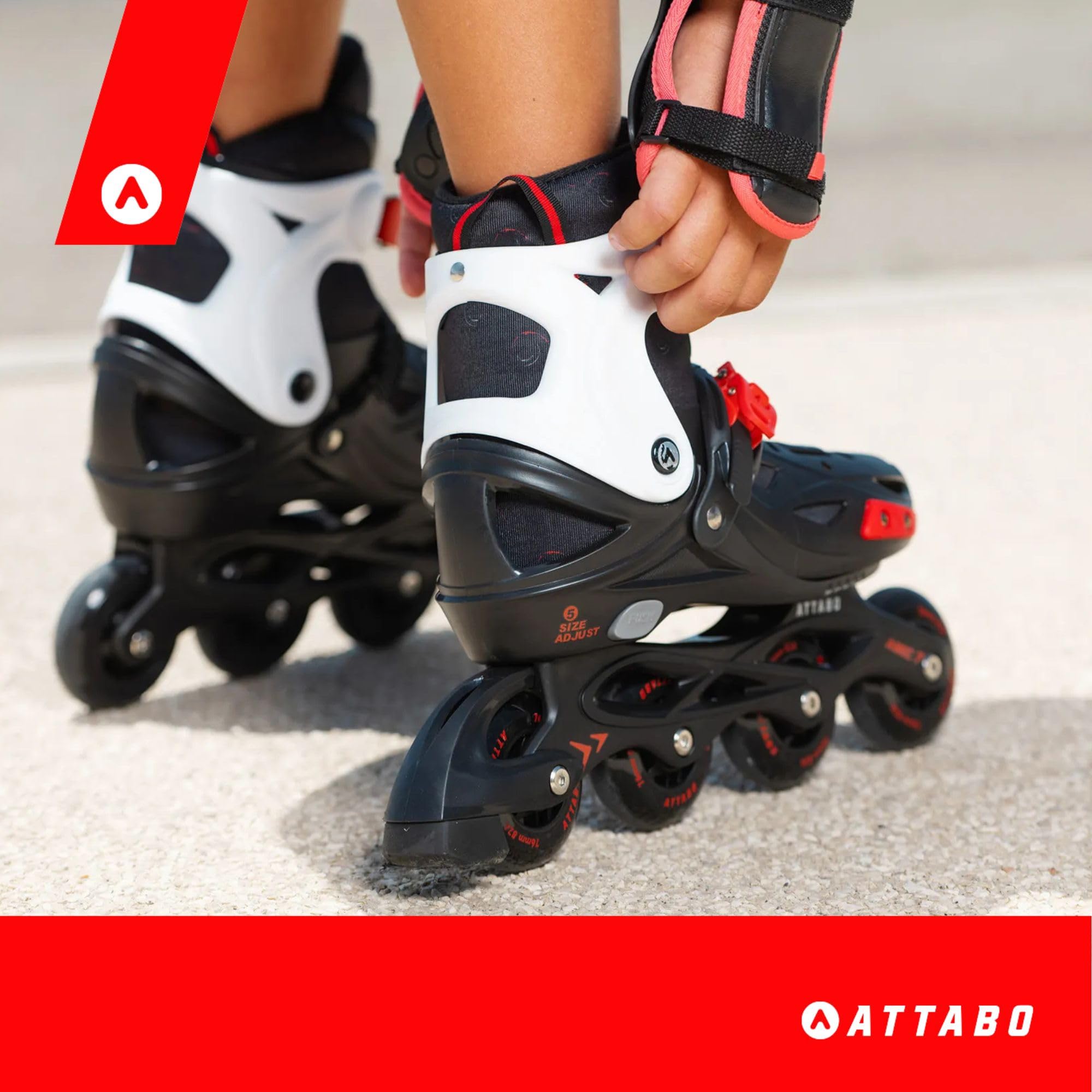 ATTABO Roller pour Enfants APX Taille 31-40 Ajustement Cinq Niveaux Roulements ABEC-7 Couche Dure Rail PP Roues PU Adhérentes Freinage Facile Ajustement Précis Couleur Noir/Blanc