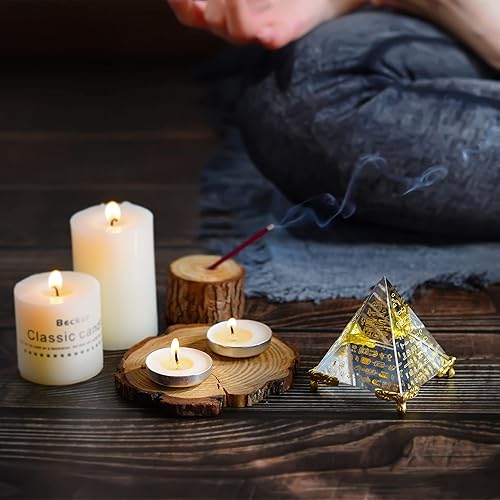 Miniatura 3 de Figuras de pirámide de cristal coloridas de 2.362in, decoración de pirámide de meditación Feng Shui para energía positiva, pirámide de cristal,