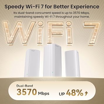 Tenda WiFi 7 Mesh System BE3600 Dual Band Mesh WiFi System for Home, Covers Up to 6,600 Sq. Ft., Mesh Network with 12.5G, 21G Ports, Supports 160+ Devices, MLO, VPN, 4K QAM, ME3 Pro (3-Pack)
