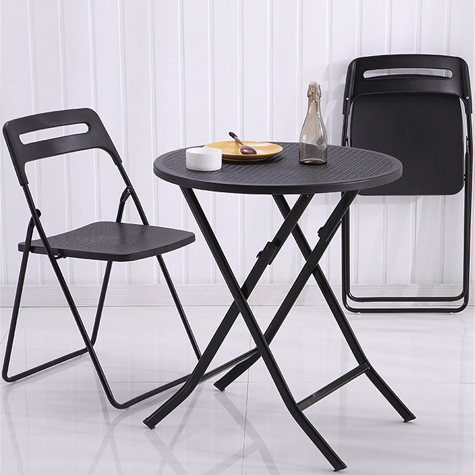60 cm weißer Garten-Couchtisch, klappbarer Outdoor-Esstisch, Picknick-Tische, Innen-Küchen-Ausstellungstisch, Arbeitstisch, runde Wohnzimmertische – PP-Tischplatte, weiß, 60 x 60 x 73 cm, hergestellt