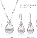 AILUOR Pearl Set de bijoux pour femmes, Faux eau douce simple Pearl Collier et boucle d'oreille avec 18 Inch Chaîne en argent Dainty bijoux de mariage pour les mariées Mom's Day Cadeaux d'anniversaire