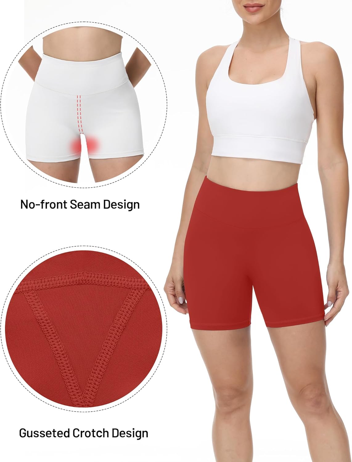 Runhit No Front Seam Biker Shorts for Women - 3''/5''/8'' High Waisted Workout Gym Yoga Spandex Shorts Tummy Control - Image 3
