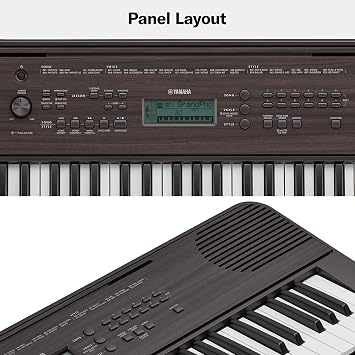 Yamaha Digital Keyboard PSR-E360MA, Dark Walnut - Entry-Level Digital Keyboard with 61 Touch-Sensitive Keys, Portable Keyboard in Classic Design for any Living Space