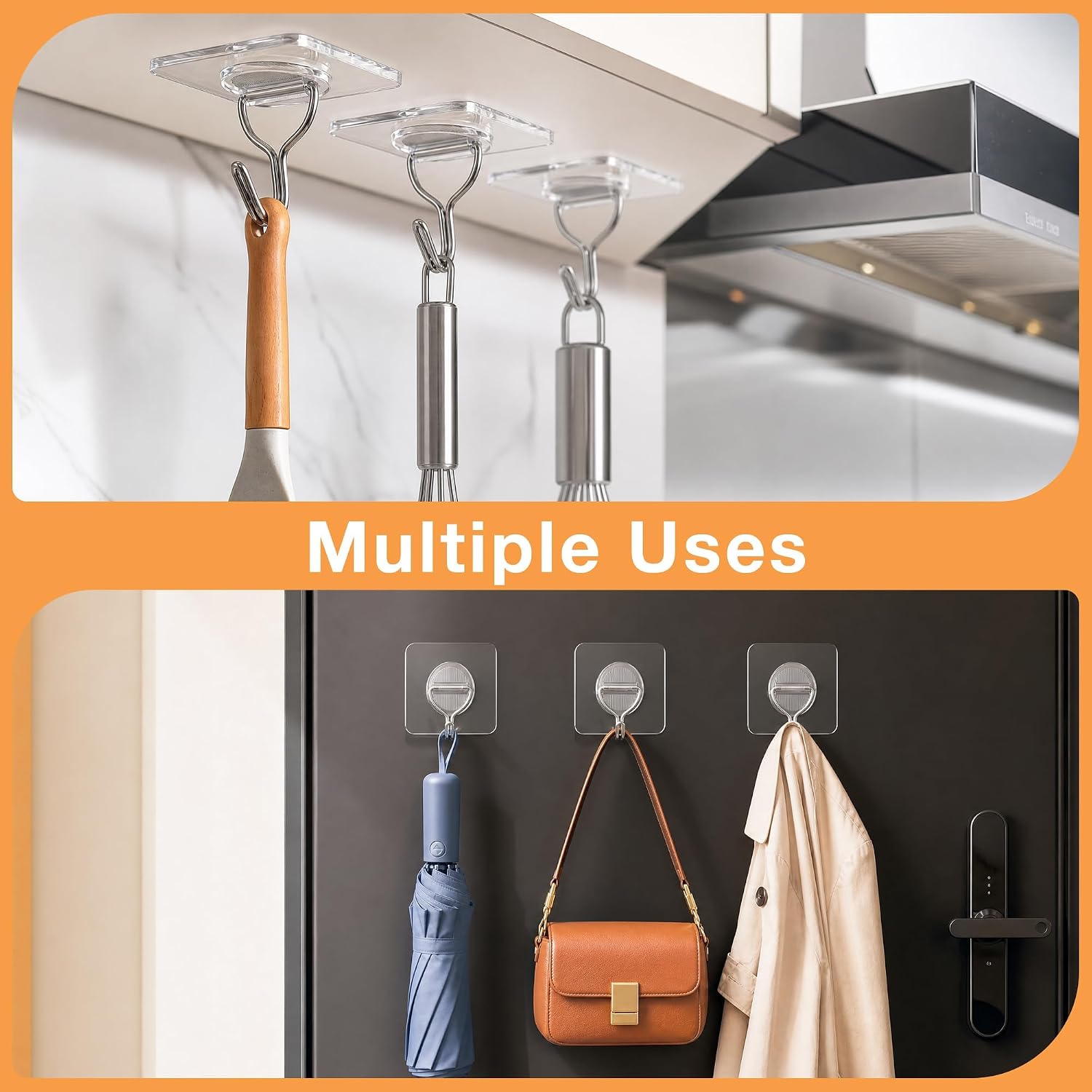 Clear Adhesive Wall Hooks Heavy Duty Hanging Sticky-20 Pack