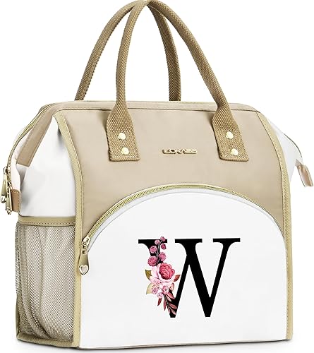 Miniatura 28 de Lonchera con inicial para mujer, lonchera térmica para niñas, lonchera grande para adultos, a prueba de fugas, para el trabajo de picnic, bolsa de