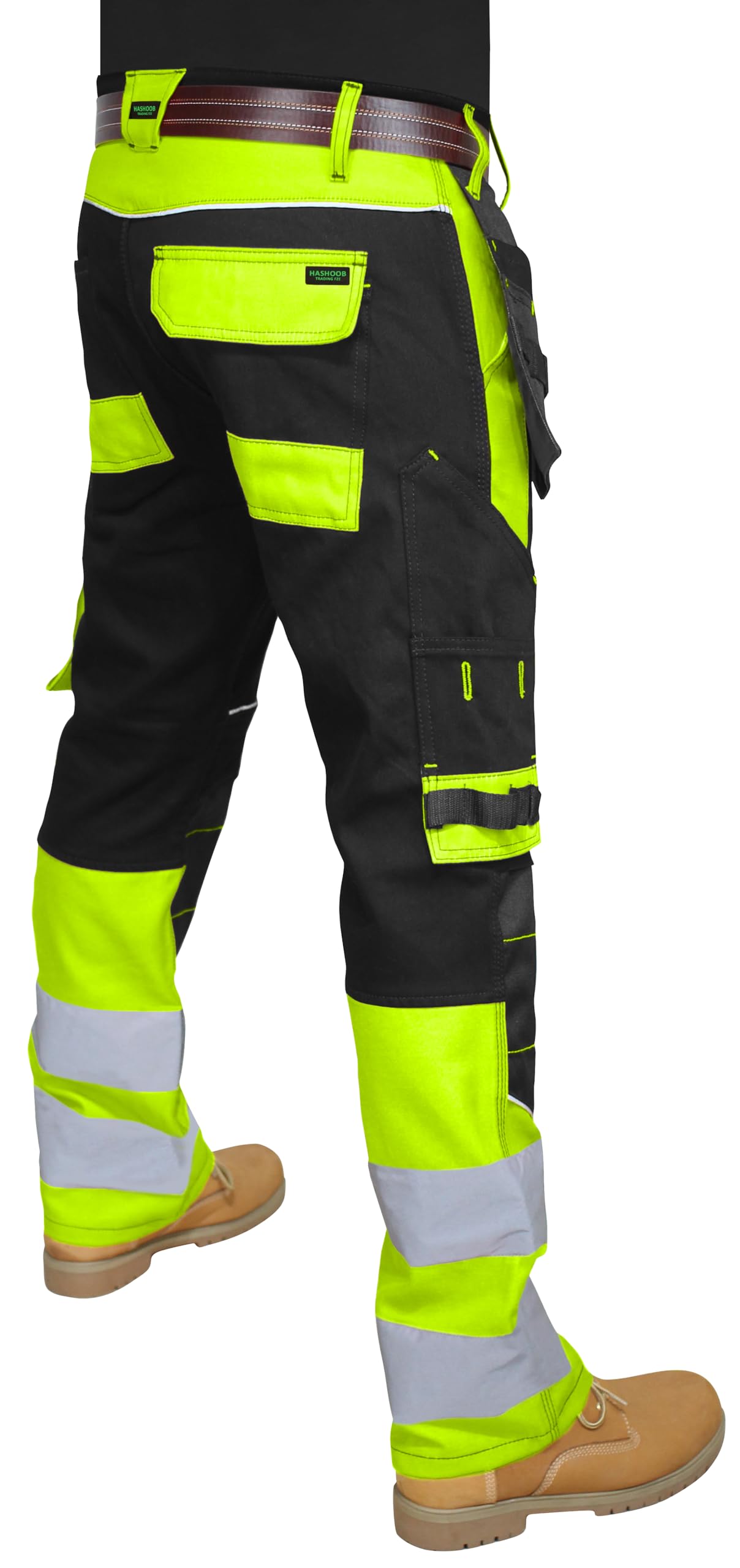 Pantalon de travail haute visibilité pour homme avec bande réfléchissante et poches multiples