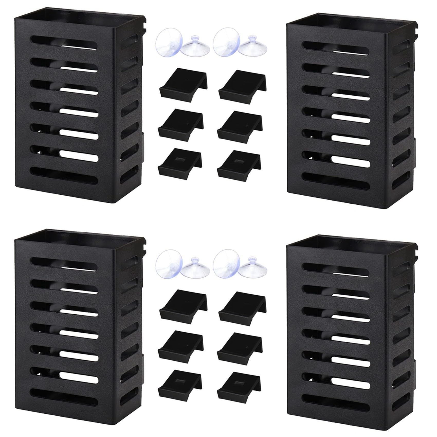 Jnchdghwa 4 Pack Aquarium Plant Holder with Hooks and Suction Cups, Hanging Aquatic Planter Cups for Aquarium Decorations Plants