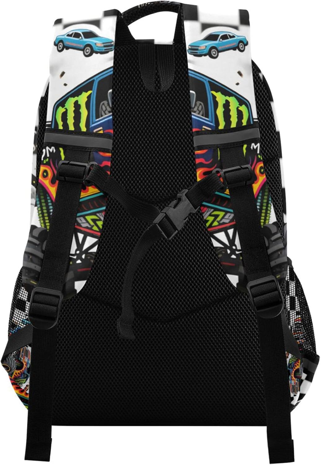 ALAZA Monster Truck Car Buffalo Plaid Check Backpacks Travel Laptop Daypack School Book Bag for Men Women Teens Kids