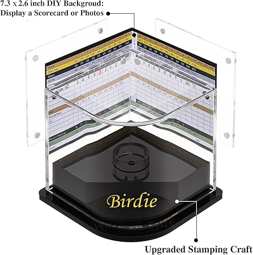 Miniatura 4 de HYYPME Estuche de exhibición de pelotas de golf para pelota de golf Birdie con marco de visualización de tarjeta de puntuación completa, regalos de