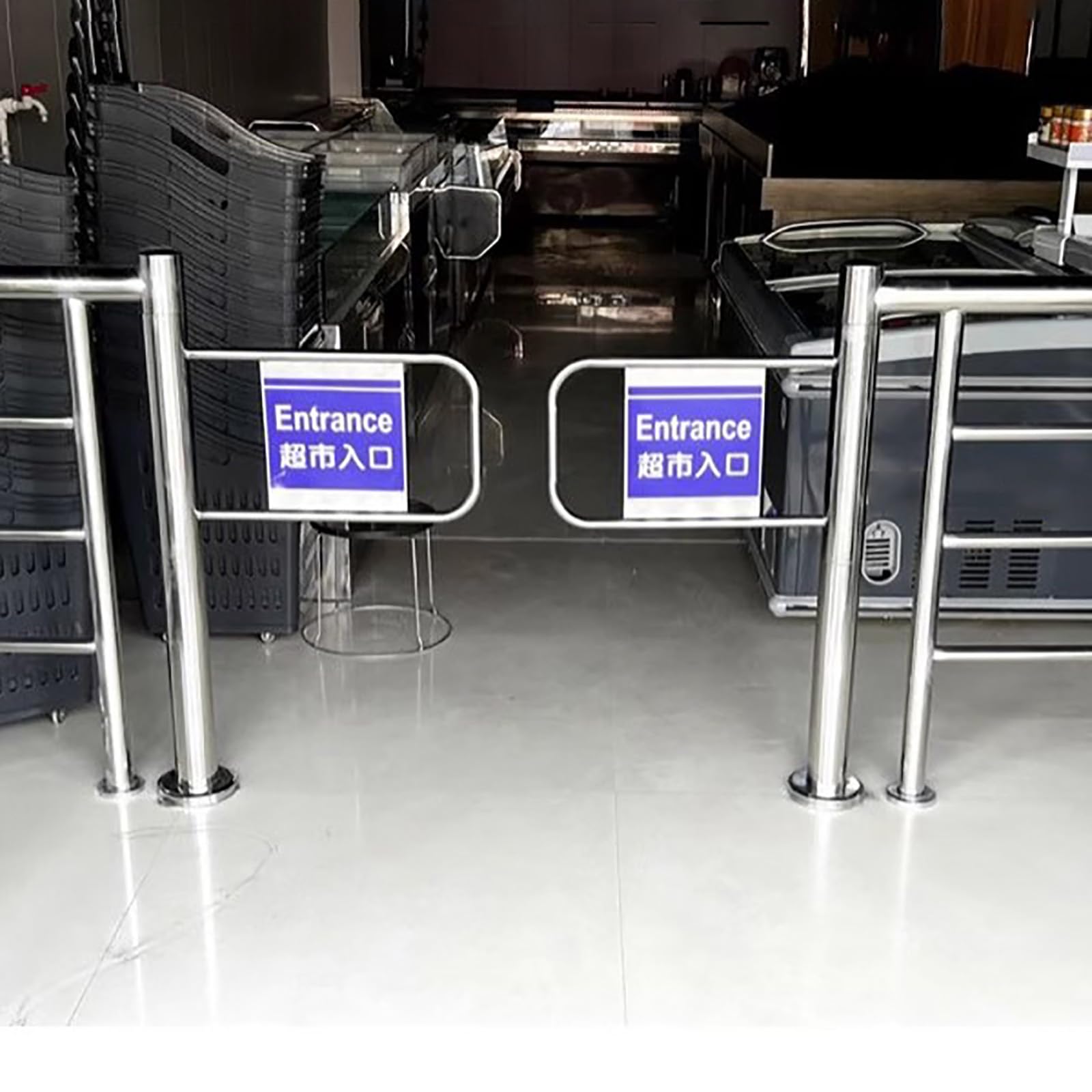 Automatyczna metalowa brama uchylna do wejścia do supermarketu, jednokierunkowa konstrukcja odbicia, obsługa ręczna, trwała, 100 x 97 cm (prawe uchylne) drzwi antywłamaniowe