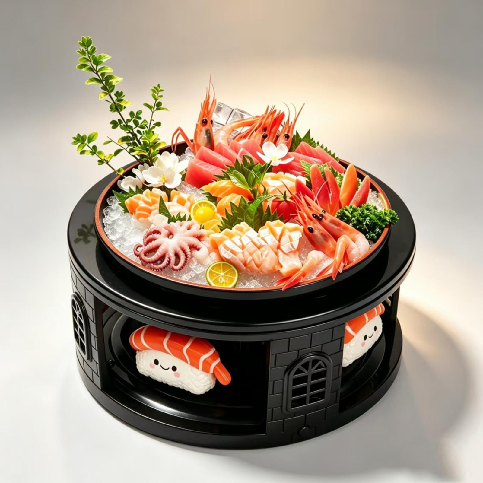 Taca Do Sushi Obrotowe Automatyczne Naczynia Serwujące z 8 Wyjmowanymi | Prezentacja Sushi na Grillowanie Przyjęcia Brunch Kolacje Święto Dziękczynienia Boże Narodzenie Halloween