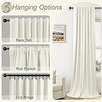 Vista 6 de Total Blackout Curtains 96 Inches Long for Bedroom 2 Panel Cute Black Out Curtains for Living Room Light Blocking Thermal Noise Reduction Linen