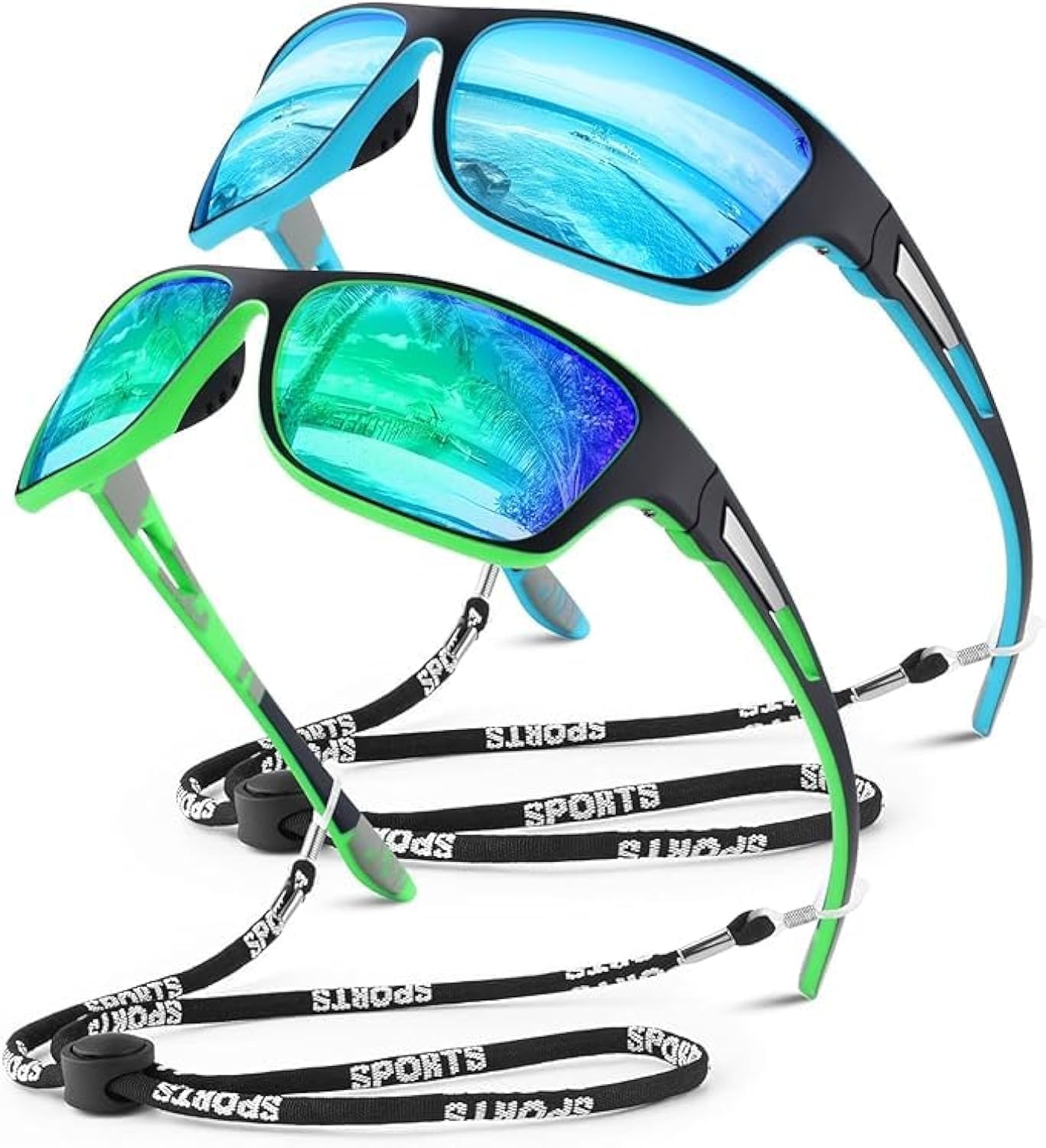 Polarized Sports Sunglasses for Men Women, Fishing Driving Cycling Sun Glasses, Rectangular Goggles UV400 Protection