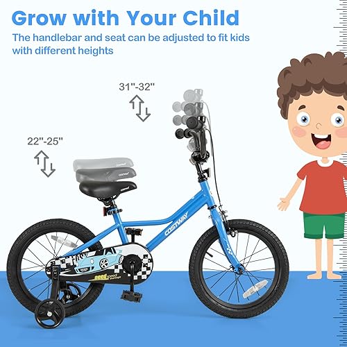 Miniatura 3 de COSTWAY Bicicleta para niños de 12, 14, 16, 18 pulgadas, bicicleta de entrenamiento para niños y niñas con ruedas de entrenamiento extraíbles,