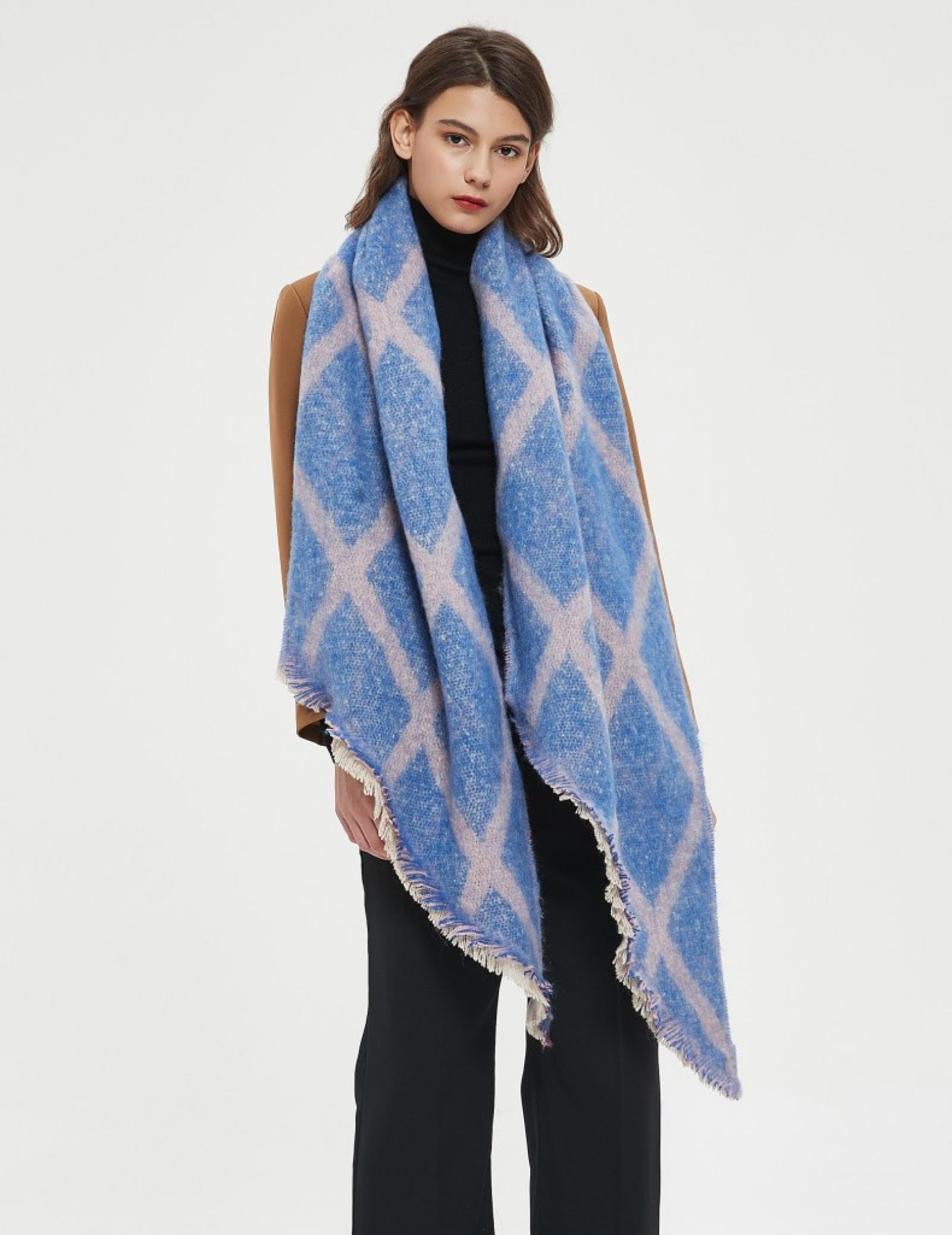 Sciarpa Donna Scialle Uomo Sciarpa da Donna con Sciarpa Diagonale A Quadretti Autunno E Inverno